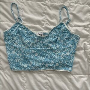Princess Polly Blue and White Flower Top